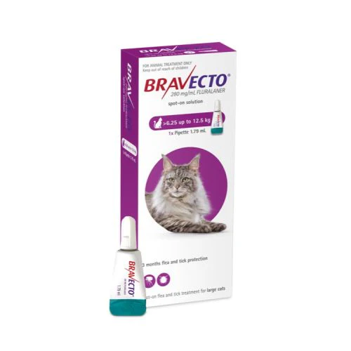 Bravecto for Large Cats >6.25-12.5kg Spot-on Solution - Purple