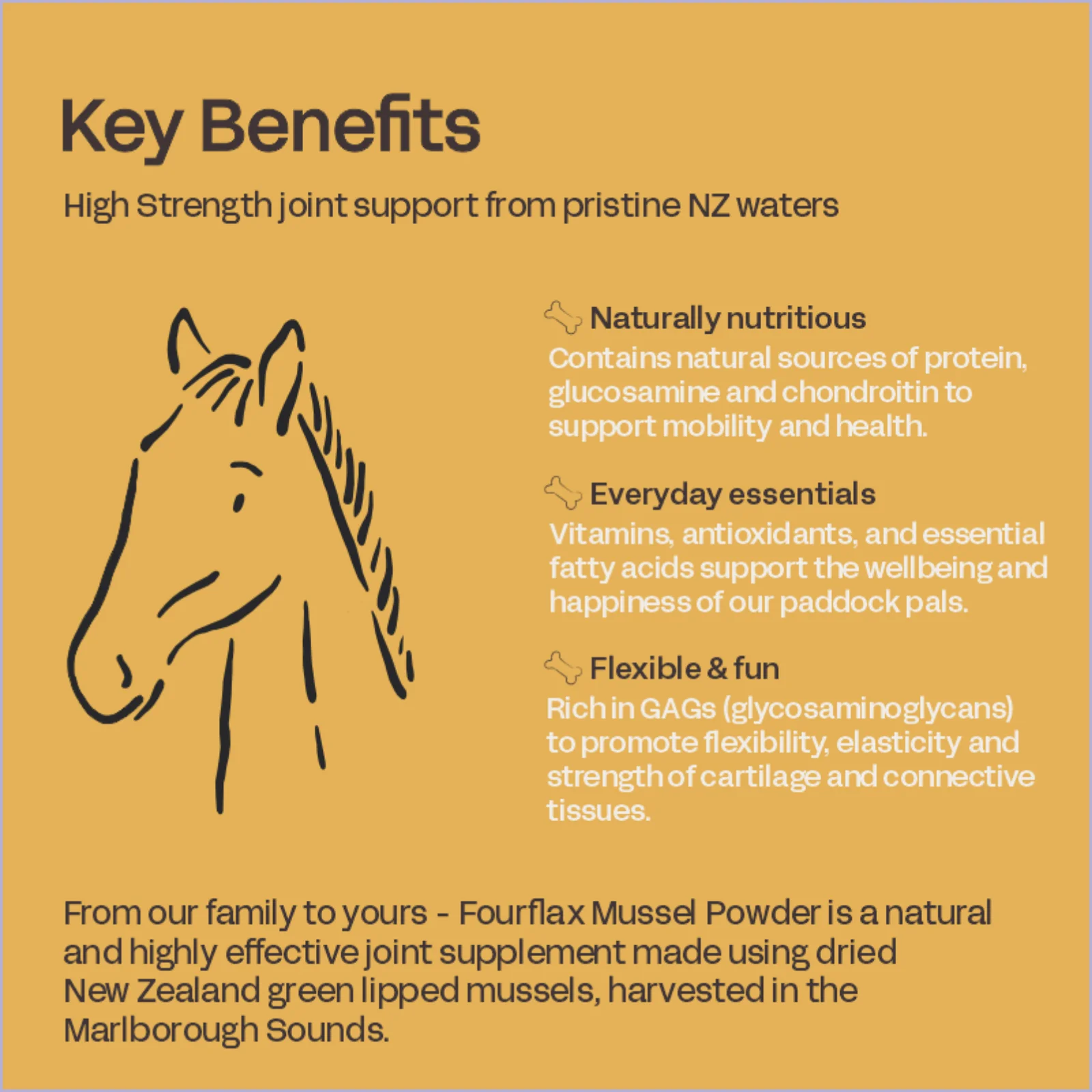 ProVida (Fourflax) Equine Mussel Powder 400g - Joint Support for Horses - Image 2