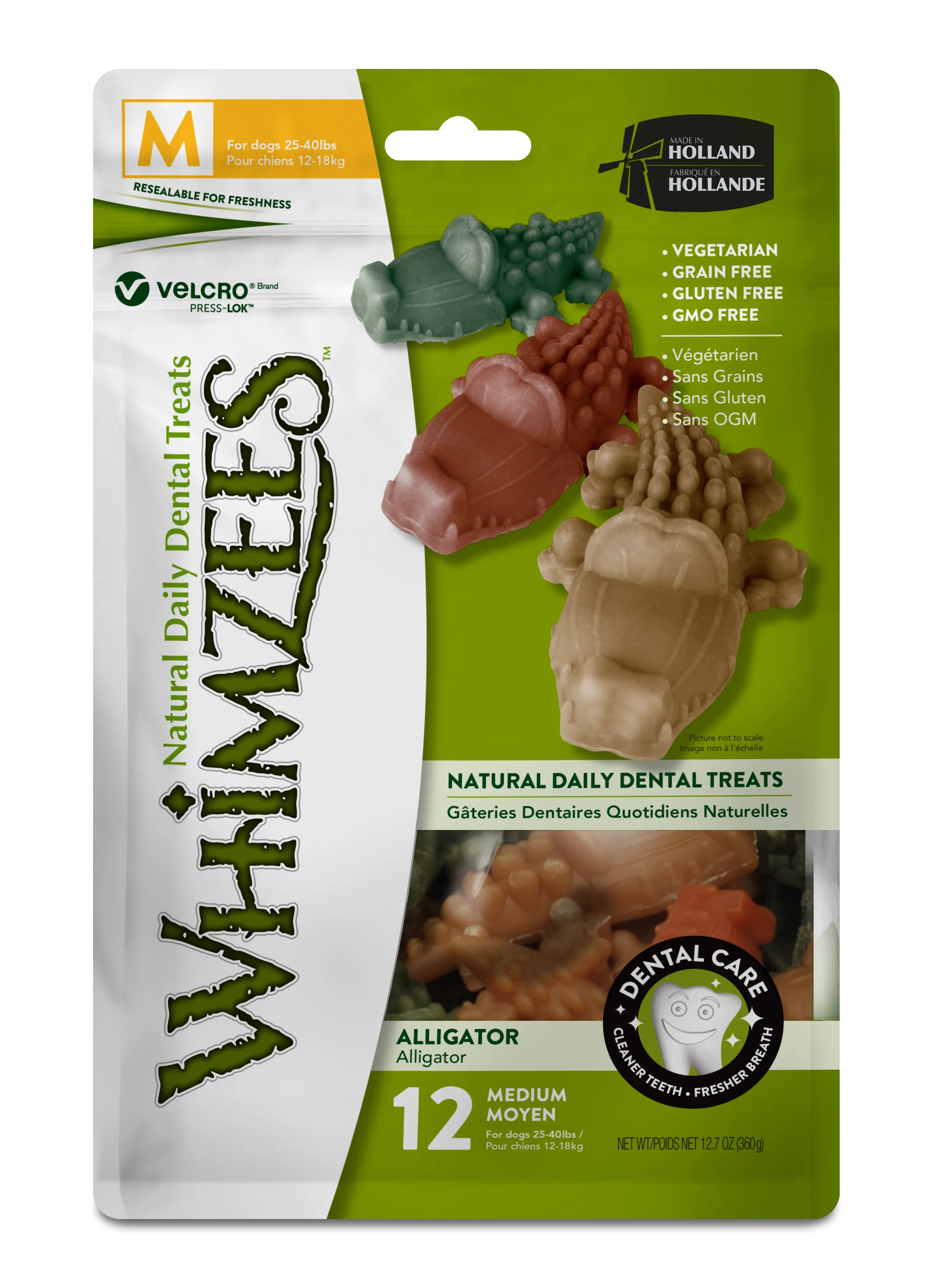 Whimzees Alligator Medium 12 Pack - Dental Chews for Dogs